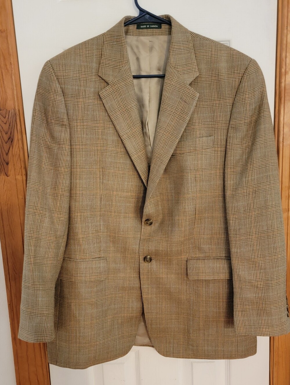 VTG Lauren Ralph Lauren Brown Glen Plaid Sport Coat Blazer Silk Wool Canada 40R